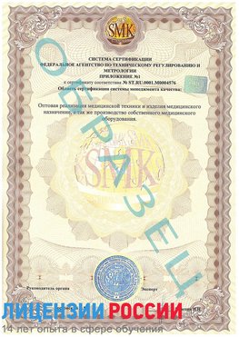 Образец сертификата соответствия (приложение) Салехард Сертификат ISO 13485
