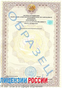 Образец сертификата соответствия (приложение) Салехард Сертификат ISO 22000
